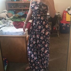 Strapless floral maxi dress